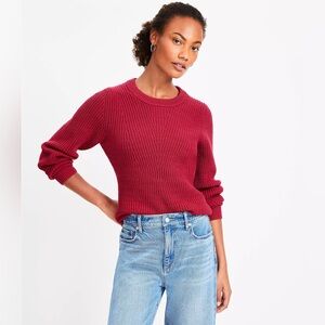 LOFT‎ NWT Ribbed Blouson Sleeve Sweater - Whisper White